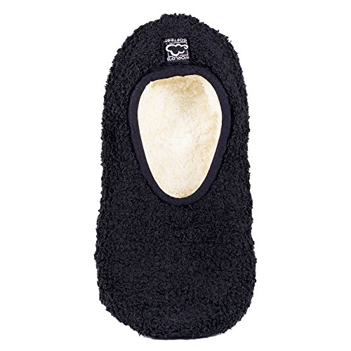 Super Soft Cozy Slippers with Slip-Resistant Bottom Sole (Large (Womens 9.5-11), Black)
