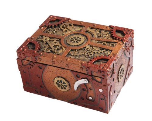 Steampunk Themed Clockwork Jewelry Trinket Box Figurine 5'Long