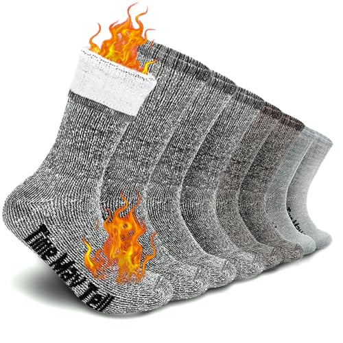 Time May Tell Men&Women Merino Wool Hiking Cushion Socks Pack(2Dark Grey,Light Grey,Brown(4 pairs), US Size 9~13)