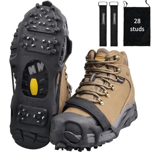Ice Cleats Snow Walking Traction Cleats Anti Slip 28 Studs Crampons Ice Cleats for Shoes and Boots Men Women Snow Boots Shoes Ice & Snow Grips