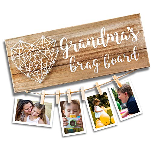VILIGHT Grandma’s Brag Board - Gifts for Grandma from Granddaughter and Grandson - Nana Granny Picture Frame Photo Holder - 13.5x5.5 Inches