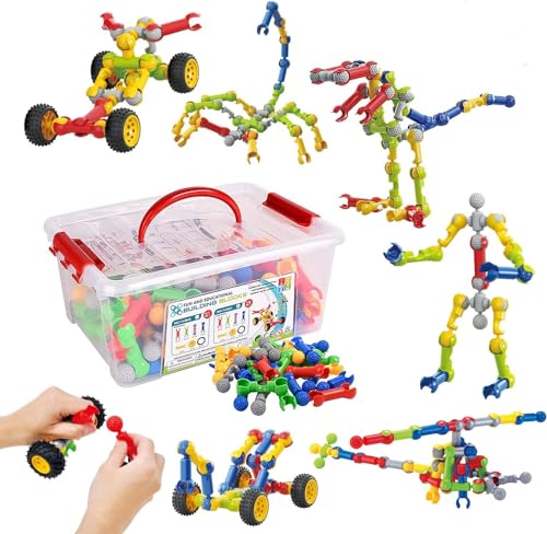 Huaker Kids Building STEM Toys,125 Pcs Educational Construction Engineering Building Blocks Kit for Ages 3 4 5 6 7 8 9 10 Year Old Boys and Girls,Best Gift for Kids Creative Games & Fun Activity