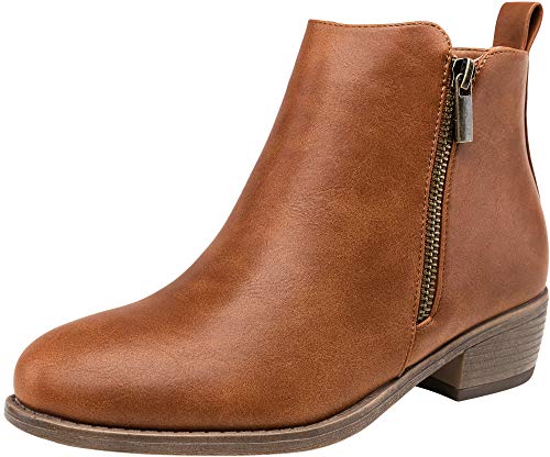 Jeossy Women's Ankle Boots Fashion Low Heel Yellow Brown Winter Booties for Women Size 8(DJY905 yellow brown 08)
