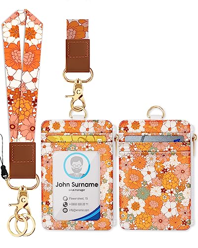 Plifal Lanyards for Keys Wristlet Keychain Wrist Lanyard Wallet for Women Wristlet Strap ID Wallet for Car Keys Cute Small Flowers Short Small Wrist Key Holder Key Chain Strap