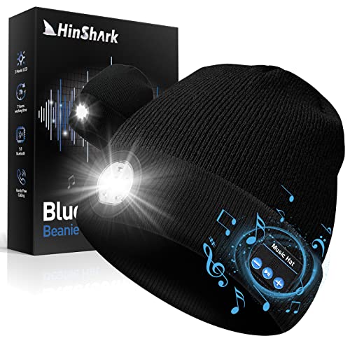 LED Bluetooth Beanie Hat, from Daughter, Dad Gifts from Wife, Son, Kids, Birthday Gifts for Men, Grandpa, Husband, Him, Gifts for Dad Who Wants Nothing, Gadgets Tools for Men Black