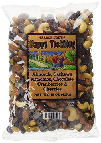 Trader Joe's Happy Trekking...Almonds, Cashews, Pistachios, Chocolate, Cranberries & Cherries...15 oz. bag...Low Sodium...No Gluten