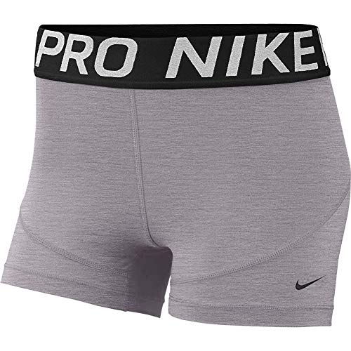 Nike Women's Pro 3' Training Short (Gunsmoke/Heather/Black/Black, Small)