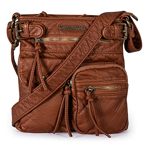 Montana West Crossbody Bag for Women Soft Leather Multi Pocket Shoulder Bags Vintage Women's Purses and Handbags Christmas Gift MWC-046CM
