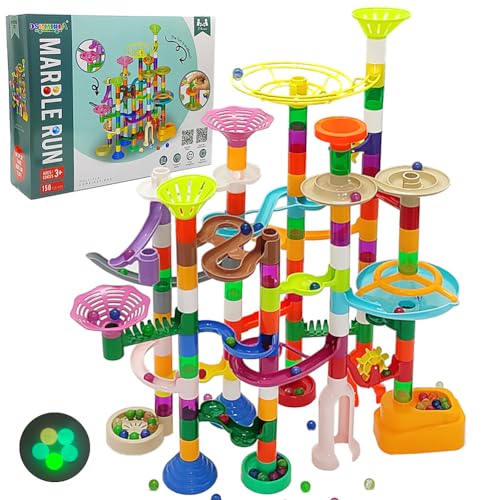 DSHMIXIA Marble Run for Kids Ages 4-8-12 150pcs Sturdy Building Toys Kids Games Marbles Run Track Amazing Fun Boys Girls Gifts (Standard)