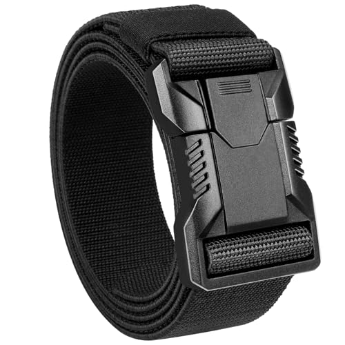 Zitahli Men's Belts, Black Tactical Belt, Mens Stretch Belt, Battle Belt Work Belt 1.5' with Quick Release Buckle