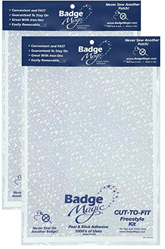 Badge Magic 2 Pack Cut to Fit Freestyle Double Sided Adhesive for Clothing, Fabric, Scout Badge, Patches - No Sew No Iron