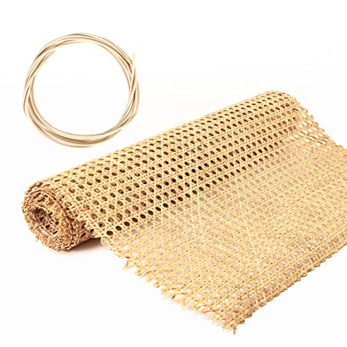 14' Width Cane Webbing Rattan Webbing Roll 3.3Ft Natural Rattan Caning Material for Cabinet,Chair,Furnitur,with 3/7.5' Groove Chair Caning