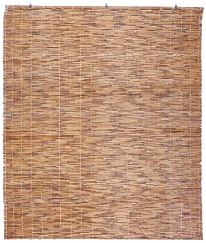 Backyard X-scapes Light-Filtering Cord-Free Bamboo Reed Roll-Up Blind Shades for Windows Manual Roman Blinds Coffee 60 in W x 72 in H