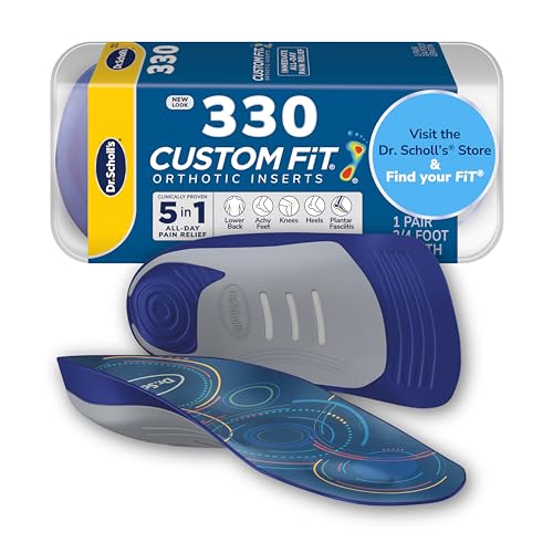 Dr. Scholl’s Custom Fit Orthotics 3/4 Length Inserts, CF 330, Customized for Your Foot & Arch, Immediate All-Day Pain Relief, Lower Back, Knee, Plantar Fascia, Heel, Insoles Fit Men & Womens Shoes