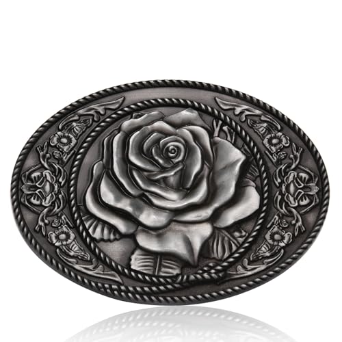 LYTOPTOP Antique Flower Vintage Rose Engraved Belt Buckles for Western Texas Cowboy Cowgirls Halloween Thanksgiving Day Christmas Gifts for Mens Women
