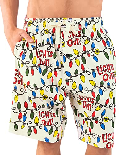 Lazy One Pajama Shorts for Men, Men's Pajama Bottoms, Sleepwear, Christmas (Lights Out, XX-Large)
