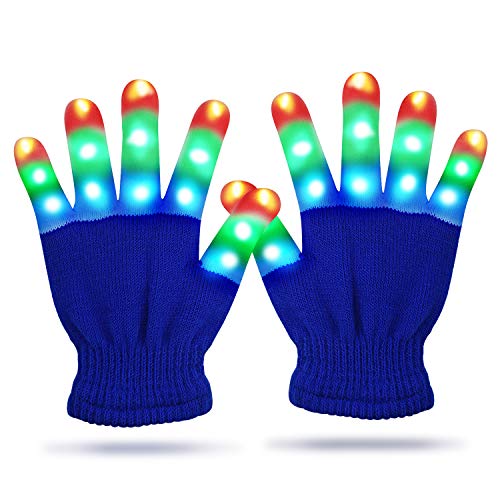 Party Favors for Kids, Viposoon Children LED Finger Light Gloves Cool Toys for 3-12 Year Old Kids Boys Girls Best Gifts 2019 Christmas Gifts for Kids Boys Girls 4-12 Easter Gifts LED Flashing Glvoes - Blue