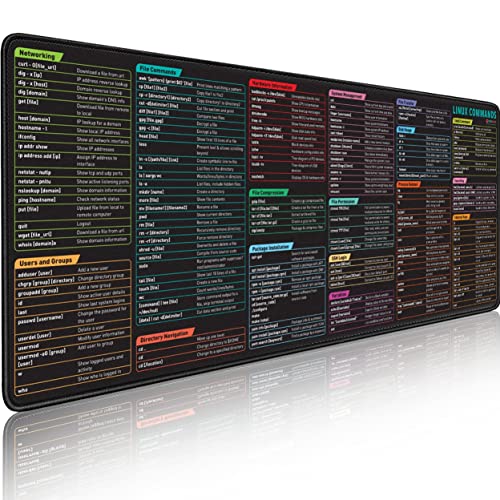 Linux Commands Line Mouse pad - Extended Large Cheat Sheet Mousepad. Shortcuts to Kali/Red Hat/Ubuntu/OpenSUSE/Arch/Debian/Unix Programmer. Non-Slip Gaming Desk mat