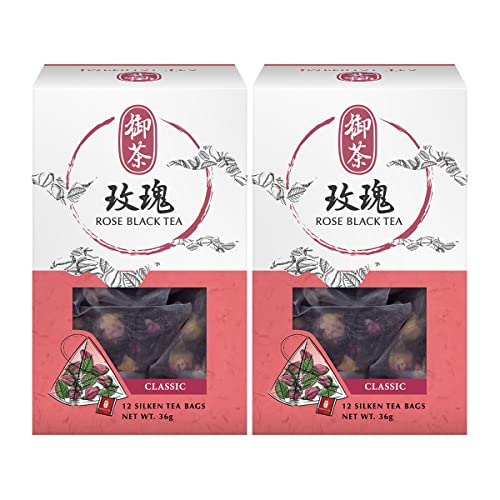 Imperial Tea Rose Black Tea, Natural Dried Herbal Tea, 24 Silken Teabags x 3g (Pack of 2)