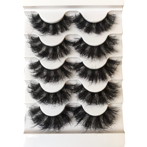 Gmagictobo False Eyelashes Fluffy 3D Faux Mink Lashes 22MM Dramatic False Lashes Pack Long Thick Volume Soft Strip Fake Eye Lashes 5 Pairs Multipack