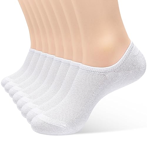 AHOVIT 8Pairs No Show Low Cut Liner Invisible Non Slip Socks Ankle Athletic Running Socks for Men and Women