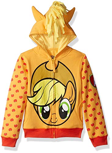 My Little Pony Girls' Big Apple Jack Costume Zip-up Hoodie, Orange/Yellow, M(8/10)