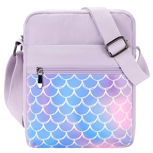 Choco Mocha Girls Purses for Kids 8-10 9-10 Girls Crossbody Bag Kids Crossbody Purse ages 8-12 10-12 Mermaid Purse for Teen Girls Messenger Bag for Girls 6-8 Tween Gifts Purple