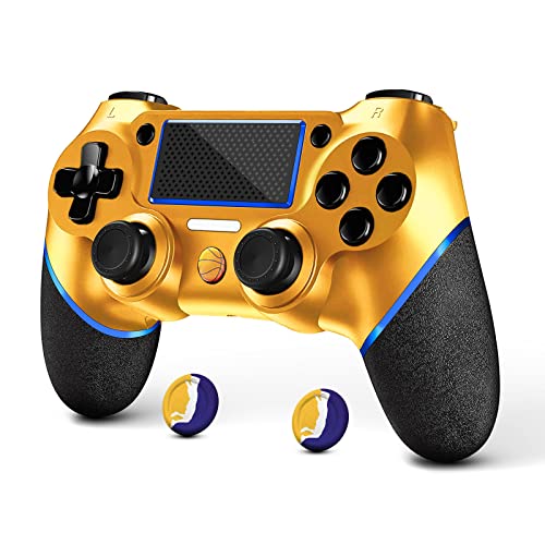 AceGamer Wireless Controller for PS4, Custom Basketball Design V2 Gamepad Joystick for PS4 with Non-Slip Grip of Both Sides and 3.5mm Audio Jack! (Dark-Gold Basketball)