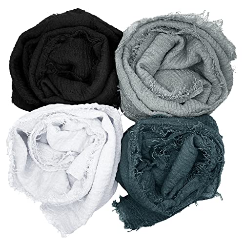 MANSHU 4PCS Women Soft Cotton Scarf Shawl Long Scarf, Scarf and Wrap, Big Head Scarf B.