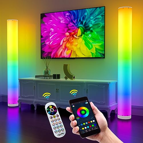 EpochAir 2-Pack Corner Floor Lamp,Lamps for Living Room with Smart App and Remote Control,Color Changing Mood Lighting with Music Sync,Colorful Atmosphere Decoration Lamp Dimmable Night Light