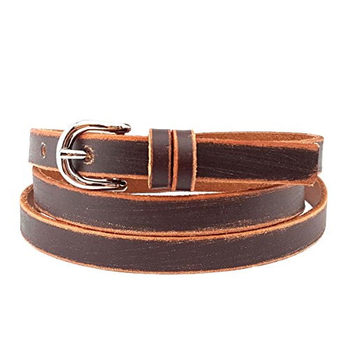 1/2' Genuine Distress Leather in skinny double BROWN