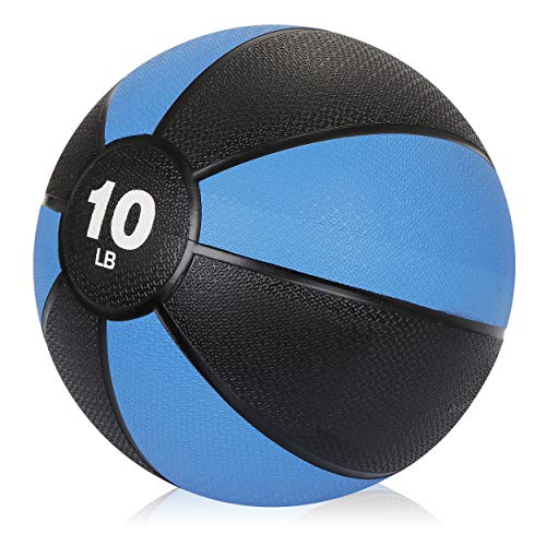 F2C 10 lbs Medicine Ball Workout Med Ball for Core Strength, Balance, Coordination Exercise Non-Slip Rubber Shell Textured Surface