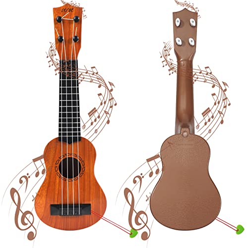 Raimy 17in Kids Ukulele Guitar - 4 Strings Mini Guitar Children Musical Instruments Educational Toys with Picks for Toddler Kids Boys Girls Beginner (Burlywood)