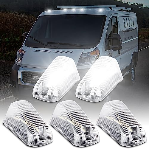 POPMOTORZ 5pcs LED Cab Roof Light White Roof Top Clearance Lights,Cab Marker Light for 2014-2020 Dodge RAM PROMASTER 1500 2500 3500 Led Roof Running Lights, Pickup Trucks