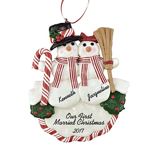 Newlyweds 1st Christmas Snow Couple Christmas Ornament - Calliope Designs - Our First Married Christmas 2022 -Customized
