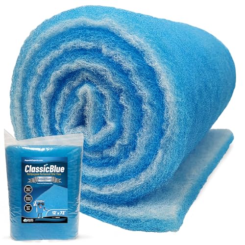 Aquatic Experts Classic Bonded Aquarium Filter Pad -12 Inches by 72 Inches by .75 Inch - Blue and White Aquarium Filter Media Roll Bulk Can Be Cut to Fit Most Filters, Made in USA