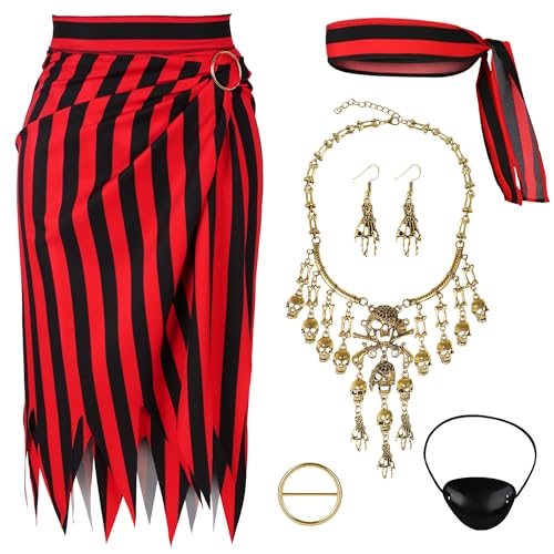 CICOCI Pirate Costume Women Pirate Costume Adults Head Scarf Hat Eye Patch Pirate Accessories For Men Women Role Play Set