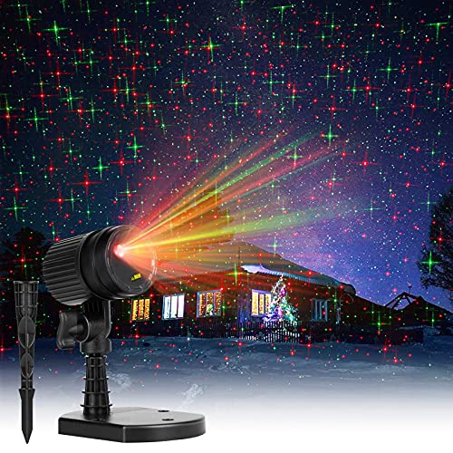 Christmas Lights Laser Projector Outdoor Red and Green Starry Projection Light 3 Working Modes Waterproof Plug in Mountable for Holiday Xmas House Indoor Party New Year Decoration Show, Black