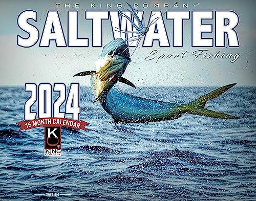 2024 Saltwater Fishing Wall Calendar 16-Month X-Large Size 14x22, Best Saltwater Sport Fish Calendar by The KING Company-Monster Calendars