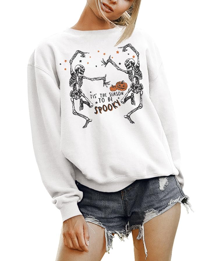 TeesAndTankYou Spooky Tis the Season Sweatshirt Unisex 2X-Large White
