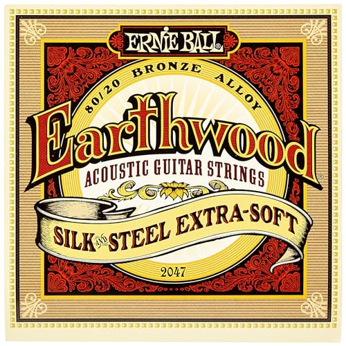Ernie Ball Earthwood Silk and Steel Extra-Soft Acoustic Guitar Strings, 10-50 Gauge (P02047)