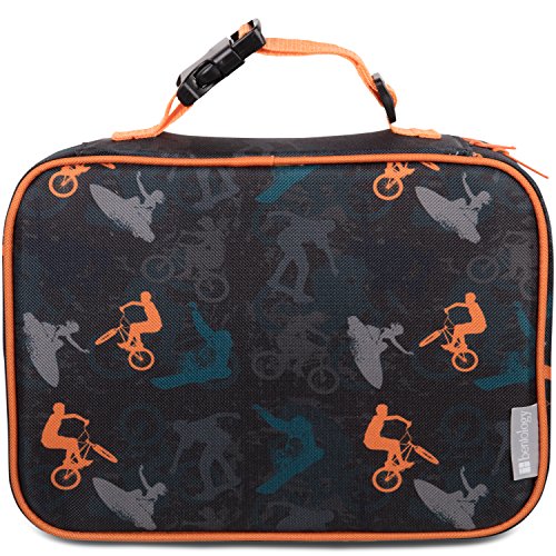 Bentology Lunch Box for Boys - Kids Insulated, Durable Lunchbox Tote Bag Fits Bento Boxes, Nesting Containers w/Lids & Bottles, Back to School Sleeve Keeps Food Hotter or Colder Longer, Sports