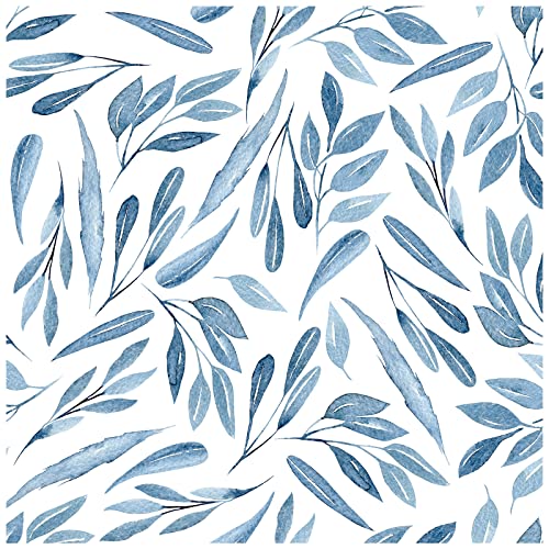 HAOKHOME 93199 Boho Peel and Stick Wallpaper Blue Branches Leaves Removable Vinyl Self Adhesive Contact Paper 17.7in x 9.8ft