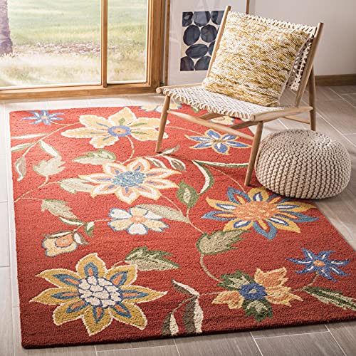 SAFAVIEH Blossom Collection 6' x 9' Rust / Multi BLM673A Handmade Premium Wool Area Rug
