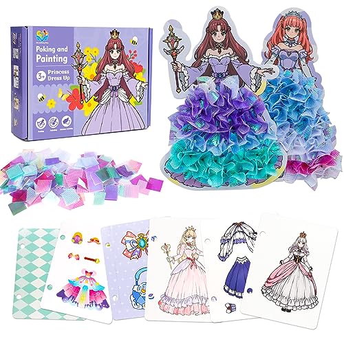 burgkidz Childhood Infinite Dream Hand-Painted, 4 in 1 Puzzle Poke Water Coloring Book with Stickers, Watercolor Painting, Poking, Creative Puzzle Puncture for Toddlers (Pink-2)