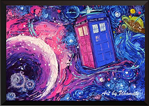 Uhomate Tardis Dr Who Doctor Telephone Booth Wall Decor Vincent Van Gogh Starry Night Posters Home Canvas Wall Art Print Nursery Decor Living Room Wall Decor A099 (8X10)