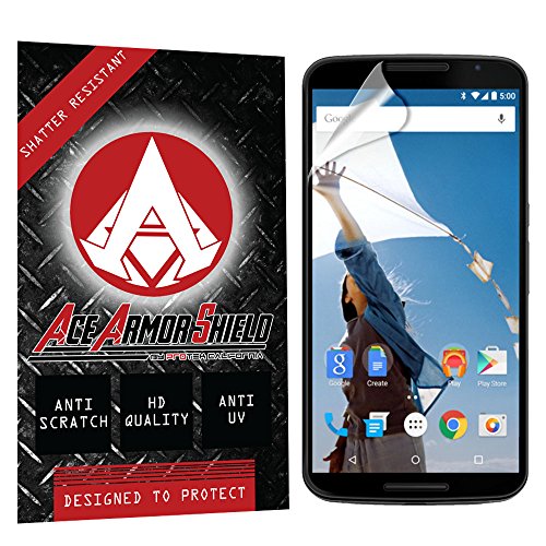 Ace Armor Shield Shatter Resistant Screen Protector for the Motorola Nexus 6 / Military Grade / High Definition / Maximum Screen Coverage / Supreme Touch Sensitivity /Dry or Wet Easy Installation with free lifetime replacement warranty