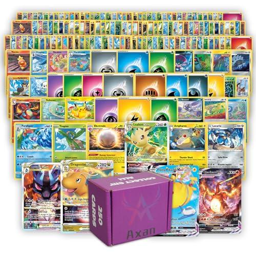 A Axan 250 Card Ultra Rare Bundle Compatible with Cards | 3 Random Ultra Rares, 5 Rare Cards, 5 Holographics, 137 Common/Uncommons, and 100 Energy Cards