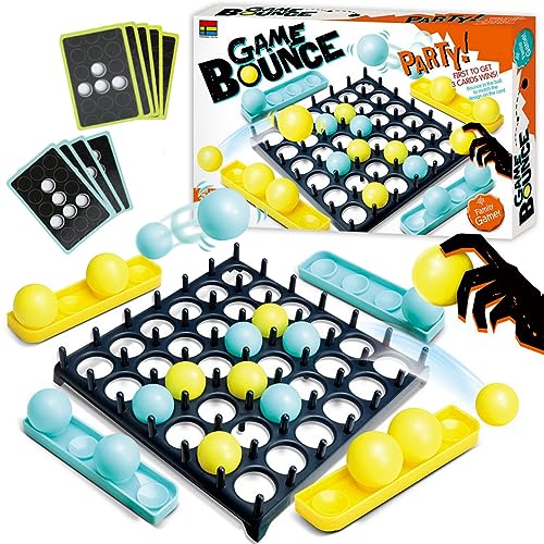 Bounce Ball Game with Family,Adults,Teens and Children,Connect Ball Board Games Table Game Toys,with 9 Cards with Different Patterns,16 Balls and 1 Game Grid,The Perfect Holiday Toy Gifts for Kids