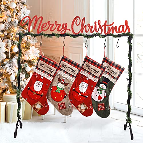 Yhthoha Metal Merry Christmas Stocking Holder Stand with 6 Hook, Christmas Stocking Stand for Floor. The Stocking Stand Will Add A Brilliant Festive Feel to Your Room.…